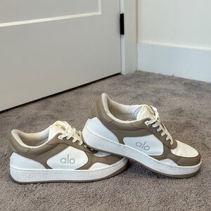 Alo White and Tan Sneakers